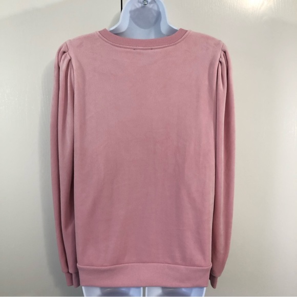 NWOT- REVOLVE- 1.STATE Rose Pink Velour Sweatshirt Style Top. Size L - Picture 5 of 9